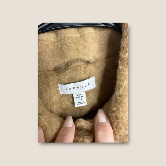 ASOS TopShop Belted Brushed Shacket in Camel Size US 2 - Picture 10 of 11